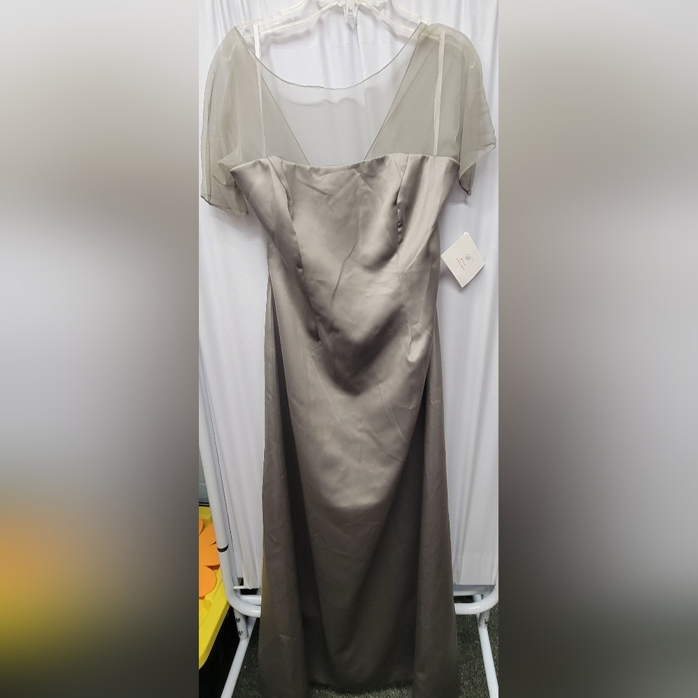 Elegant Gray Evening Dress With Illusion Neckline